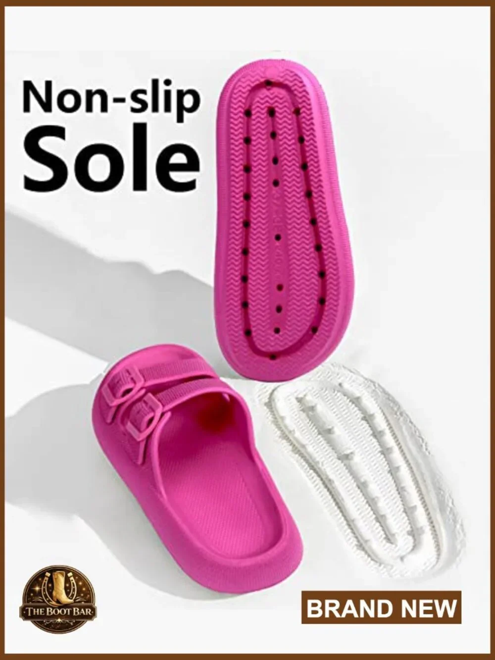 Double Buckle Adjustable Slide Sandals EVA Flat Slides